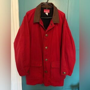 Marlboro Country Store Vintage Barn Jacket in Red with Brown Collar Size L